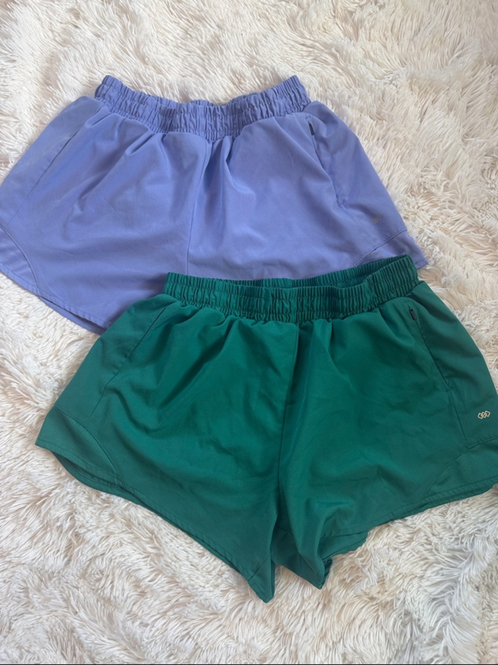 LEG3ND Lightweight Women's Athletic Shorts Lavender&Green Zip Pocket